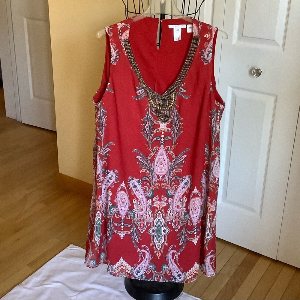 Studio One Red Dress with Paisley Design